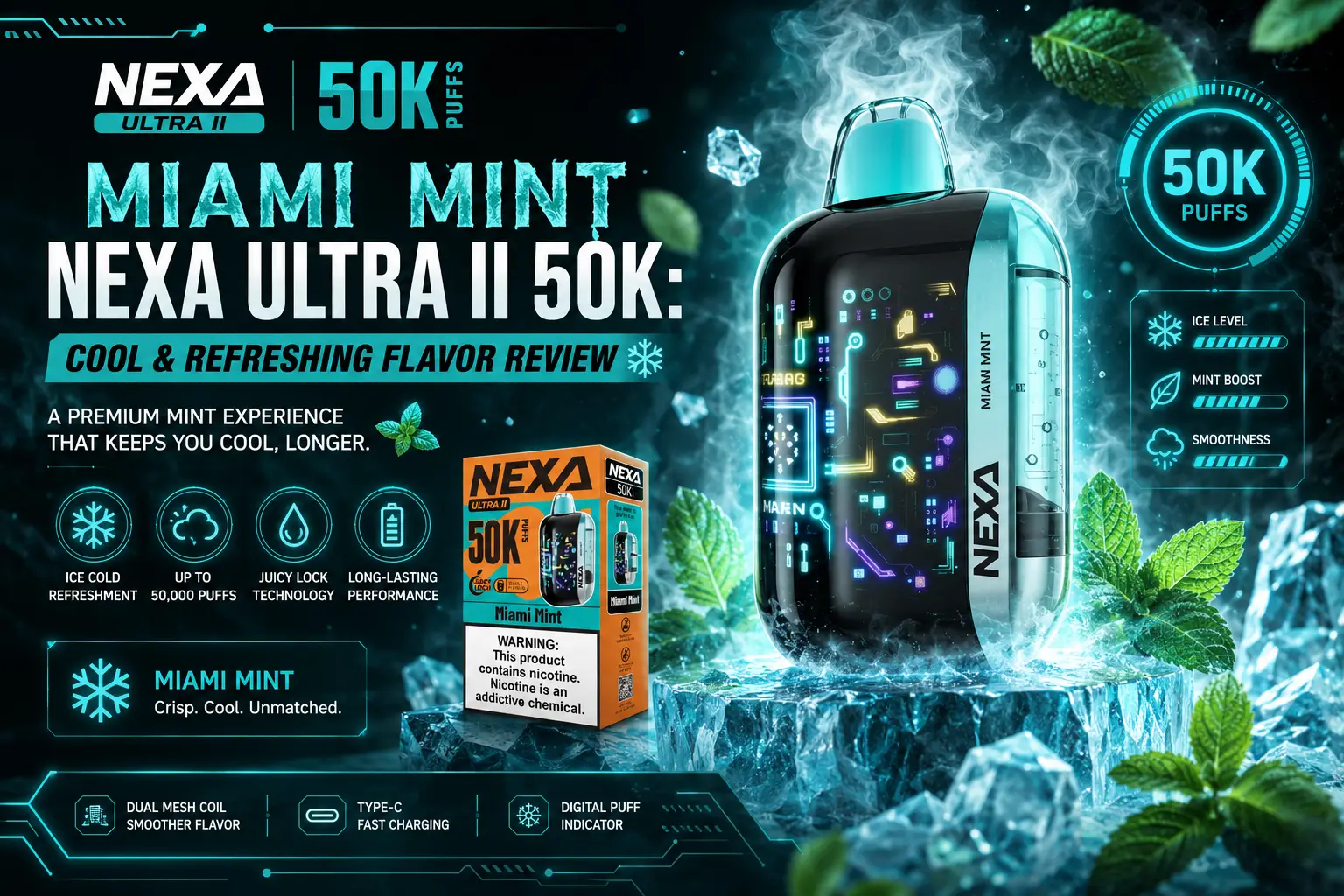 Miami Mint Nexa Ultra II 50K: Cool & Refreshing Flavor Review
