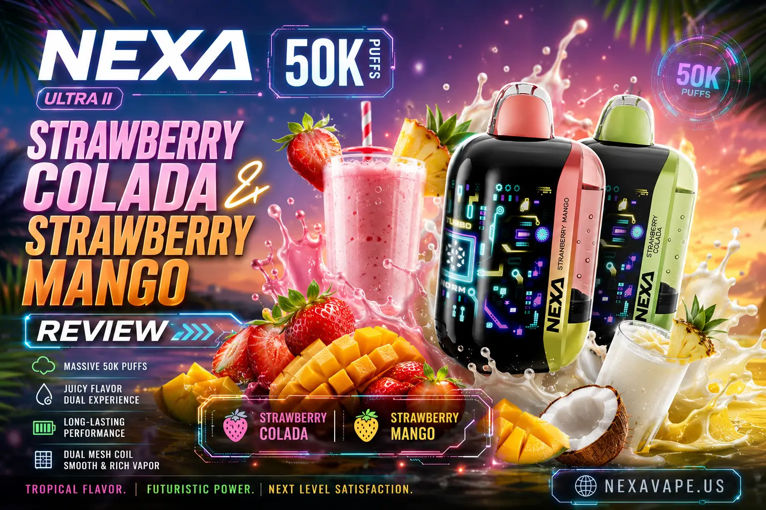 Strawberry Colada & Strawberry Mango Nexa Ultra II 50K Review
