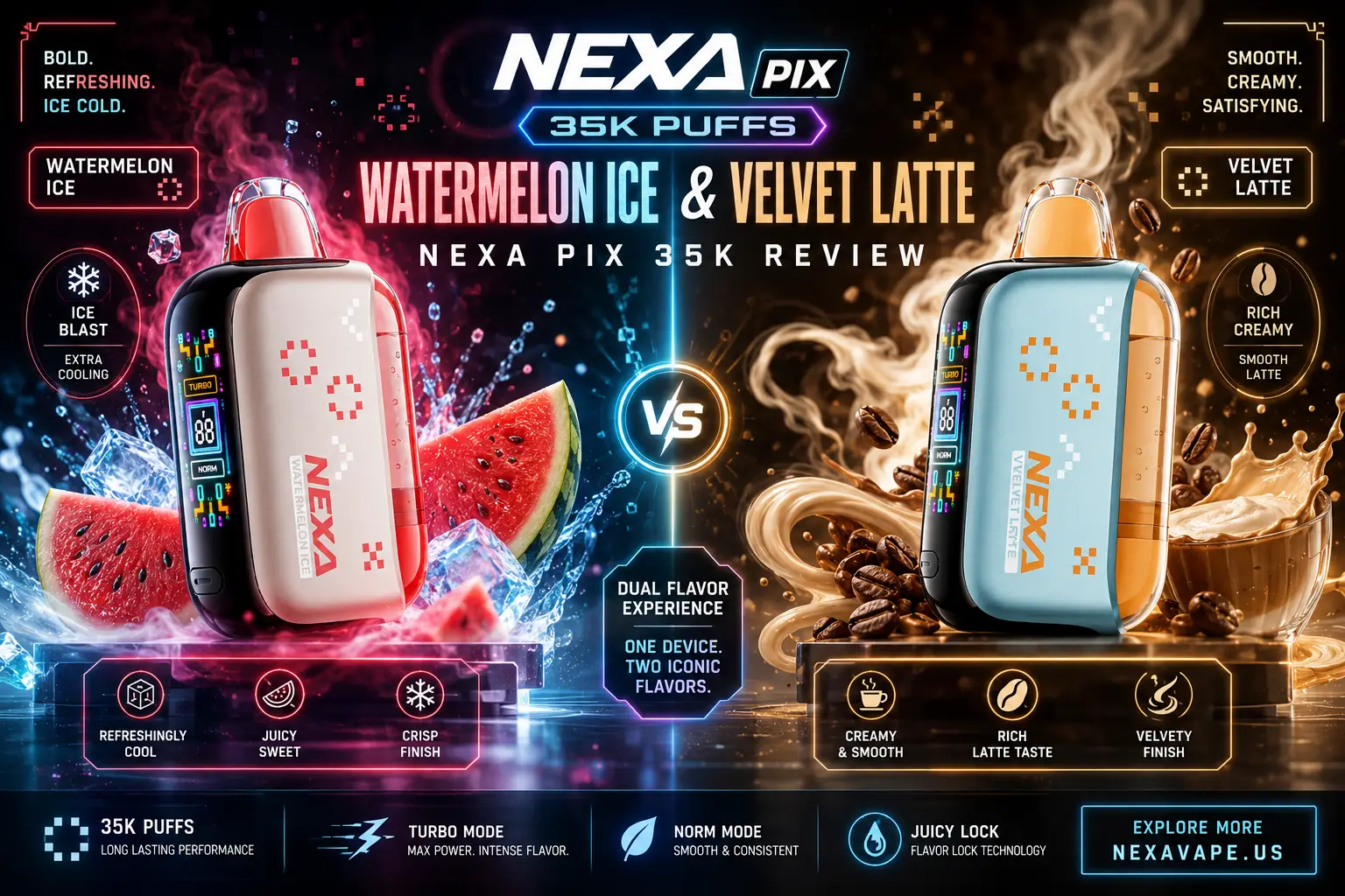 Watermelon Ice & Velvet Latte Nexa Pix 35K Review